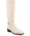 Journee Collection Wide Width Wide Calf Womens Londyn Tru Comfort Foam Stacked Block Heel Square Toe Boots In Bone