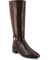 Journee Collection Wide Width Wide Calf Womens Londyn Tru Comfort Foam Stacked Block Heel Square Toe Boots In Brown