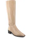 Journee Collection Wide Width Wide Calf Womens Londyn Tru Comfort Foam Stacked Block Heel Square Toe Boots In Tan