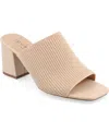 Journee Collection Womens Medium And Wide Width Lorenna Open Square Toe Block Heel Sandals In Beige