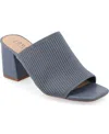 Journee Collection Womens Medium And Wide Width Lorenna Open Square Toe Block Heel Sandals In Blue