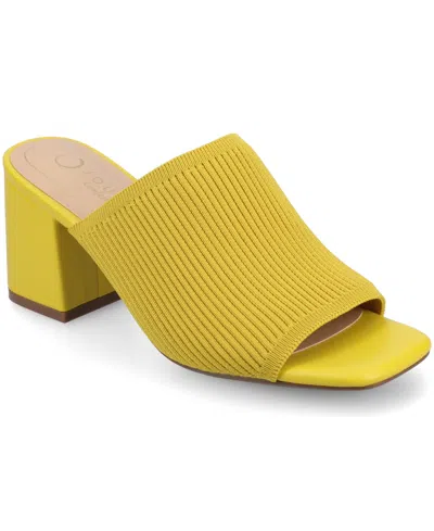 Journee Collection Women's Lorenna Block Heel Slide Sandals In Yellow