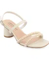 Journee Collection Lornnah Beaded Strap Block Heel Sandal In Off White