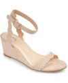 Journee Collection Loucia Womens Round Open Toe Wedge Heel Pumps In Beige