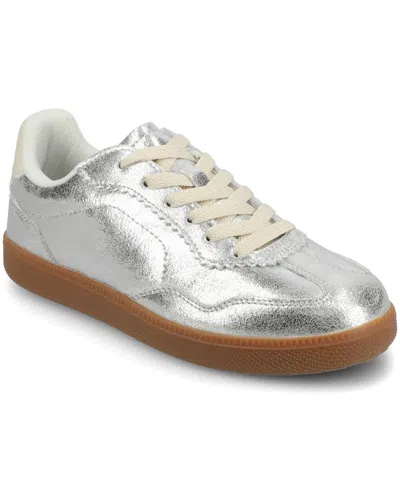 Journee Collection Women's Lummie Casual Lace-up Sneakers In Silver