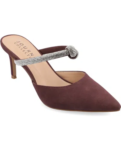 Journee Collection Women's Lunna Rhinestone Knot Dress Pumps In Wine