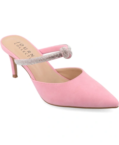 Journee Collection Women's Lunna Wide Width Mules Mid Stiletto Pointed Toe Pumps In Pink