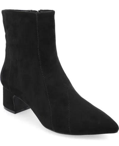 Journee Collection Women's Lusinda Color Block Pointed Toe Booties In Black