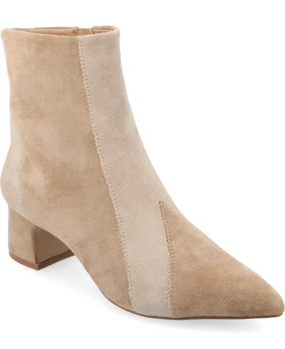 Journee Collection Women's Lusinda Color Block Pointed Toe Booties In Taupe