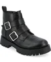 Journee Collection Women's Maebry Lug Sole Buckle Booties In Black