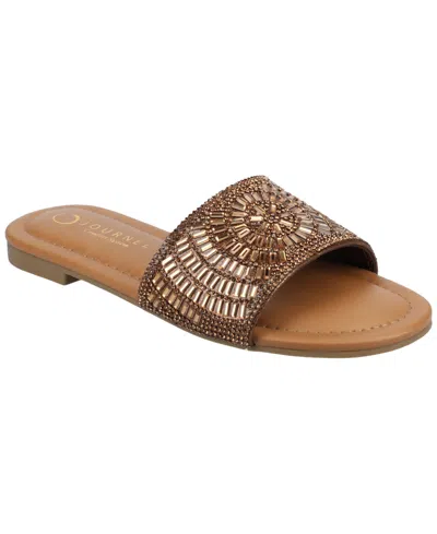 Journee Collection Maria Crystal Embellished Slide Sandal In Gold