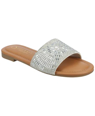 Journee Collection Maria Crystal Embellished Slide Sandal In Silver