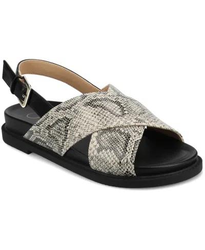 Journee Collection Women's Marinna Round Toe Flat Sandals In Snake