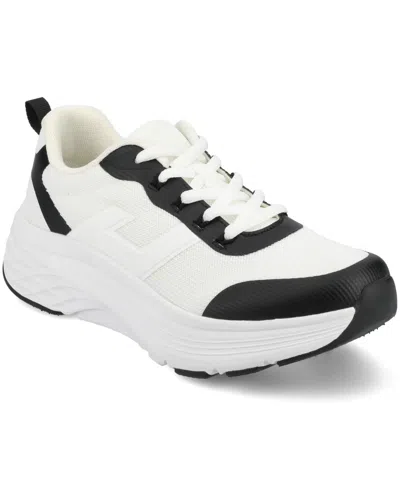 Journee Collection Women's Marshel Lace Up Jogger Sneakers In White,black