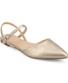 Shop Journee Collection Women's Martine Strappy Pointed Toe Flats In Champagne