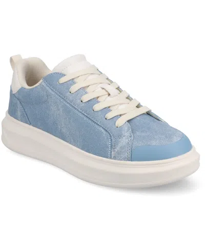 Journee Collection Women's Meeya Platform Lace Up Sneakers In Denim