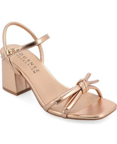 JOURNEE COLLECTION WOMEN'S MERYL BOW BLOCK HEEL DRESS SANDALS