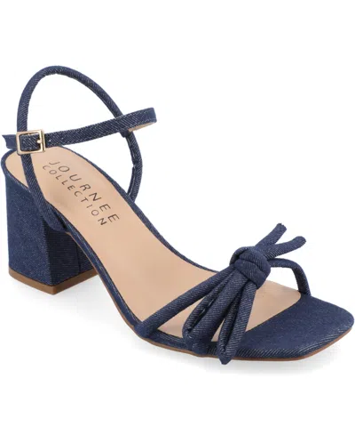 JOURNEE COLLECTION WOMEN'S MERYL BOW BLOCK HEEL DRESS SANDALS