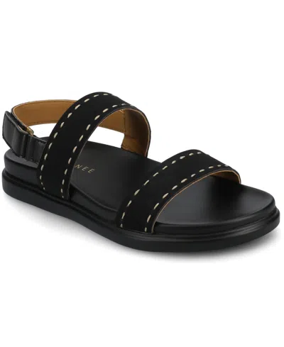 Journee Collection Women's Milie Double Band Footbed Flat Sandals In Black