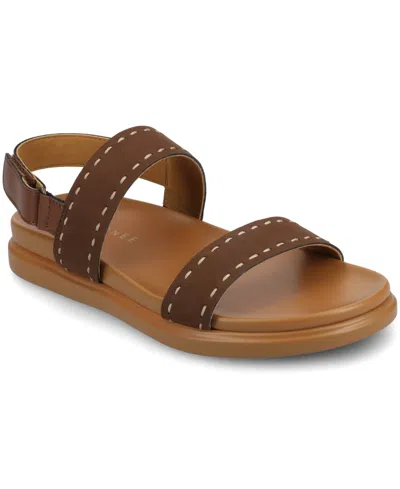 Journee Collection Women's Milie Double Band Footbed Flat Sandals In Brown