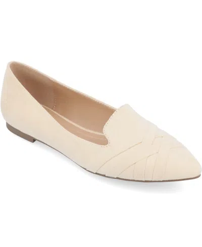 Journee Collection Women's Mindee Pointed Toe Flats In Beige