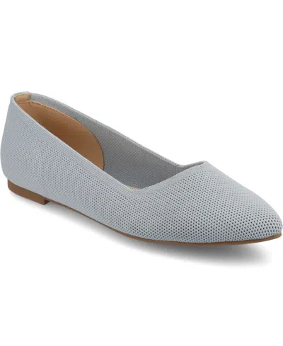Journee Collection Women's Minnah Knit Pointed Toe Dress Flats In Blue