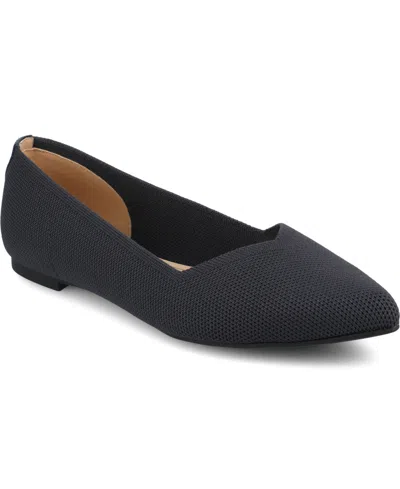 Journee Collection Women's Minnah Knit Pointed Toe Dress Flats In Navy
