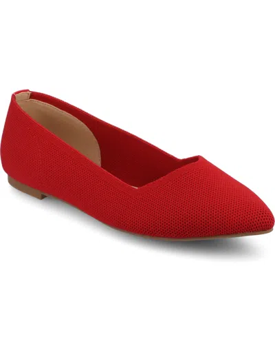 Journee Collection Women's Minnah Knit Pointed Toe Dress Flats In Red
