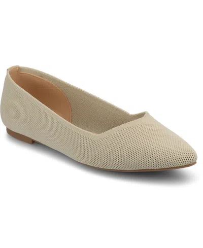 Journee Collection Women's Cait Bow Mary Jane Pointed Toe Flats In Taupe