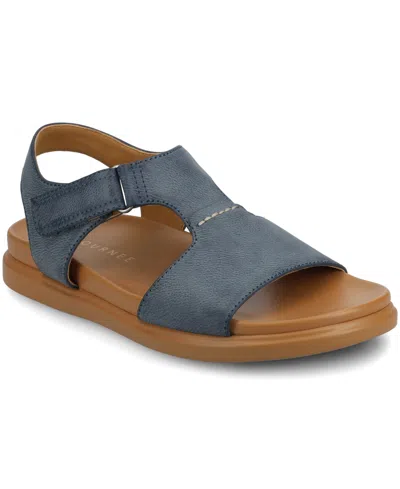 Journee Collection Women's Mira Footbed Flat Sandals In Blue