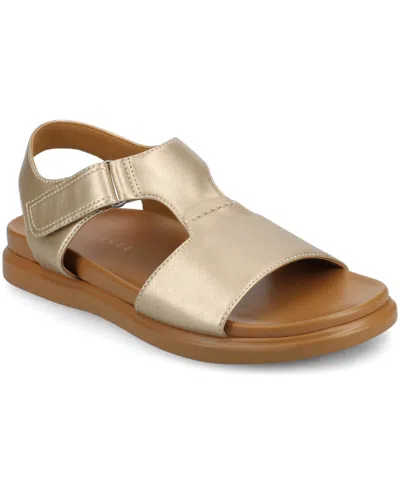 Journee Collection Women's Mira Footbed Flat Sandals In Champagne