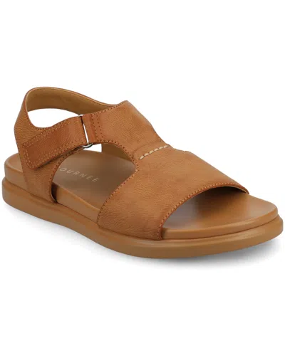 Journee Collection Women's Mira Footbed Flat Sandals In Cognac