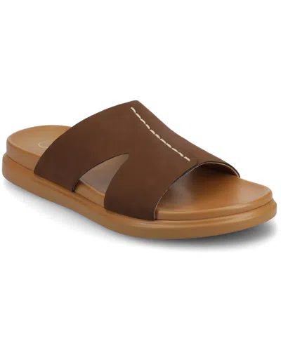 Journee Collection Women's Misey Footbed Slide Flat Sandals In Brown