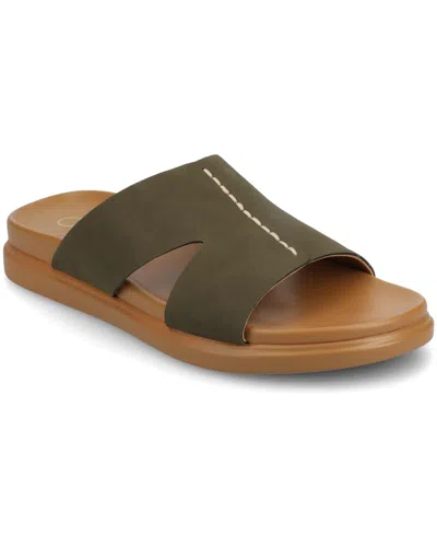 Journee Collection Women's Misey Footbed Slide Flat Sandals In Olive