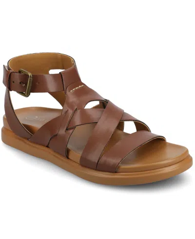 Journee Collection Women's Mistee Strappy Fisherman Flat Sandals In Cognac