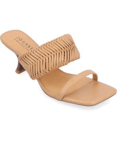 Journee Collection Women's Monyka Woven Double Band Dress Sandals In Tan