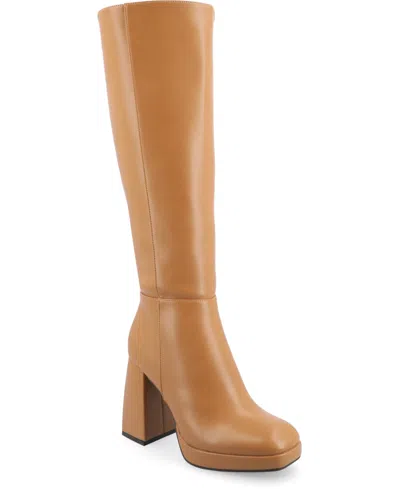 JOURNEE COLLECTION WOMEN'S MYLAH PLATFORM BLOCK HEEL KNEE HIGH BOOTS
