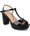 Journee Collection Women's Nalie T-strap Platform Dress Sandals In Black Patent