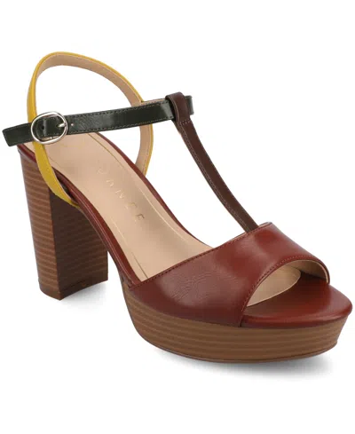 Journee Collection Women's Nalie T-strap Platform Dress Sandals In Multi