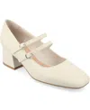 Journee Collection Nally Womens Square Closed Toe Block Heel Pumps In Off White