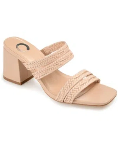 Journee Collection Women's Natia Woven Block Heel Sandals In Tan