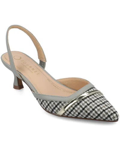 Journee Collection Women's Nellia Slingback Kitten Heel Pumps In Gray