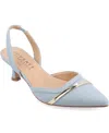 Journee Collection Collection Women's Nellia Wide Width Pump In Denim- Faux Leather,polyurethane,knit