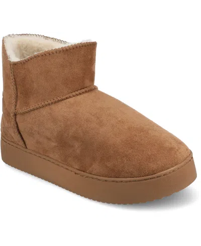 Journee Collection Women's Noa Round Toe Bootie Slippers In Tan