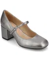 Journee Collection Okenna Womens Square Closed Toe Block Heel Pumps In Gray