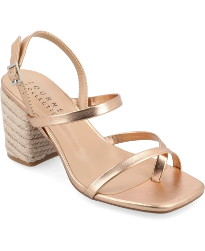 Journee Collection Women's Olivina Espadrille Block Heel Strappy Sandals In Champagne