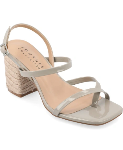 Journee Collection Olivina Jute Block Heel Slingback Sandal In Gray