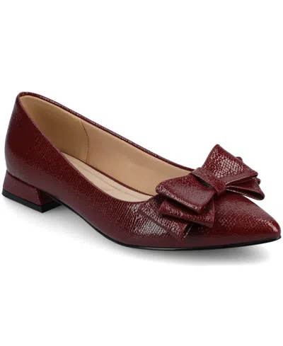 Journee Collection Women's Ophelia Bow Low Block Heel Dress Flats