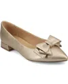 Journee Collection Women's Ophelia Bow Low Block Heel Dress Flats In Champagne