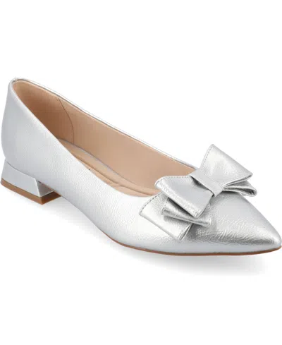 JOURNEE COLLECTION WOMEN'S OPHELIA BOW LOW BLOCK HEEL DRESS FLATS